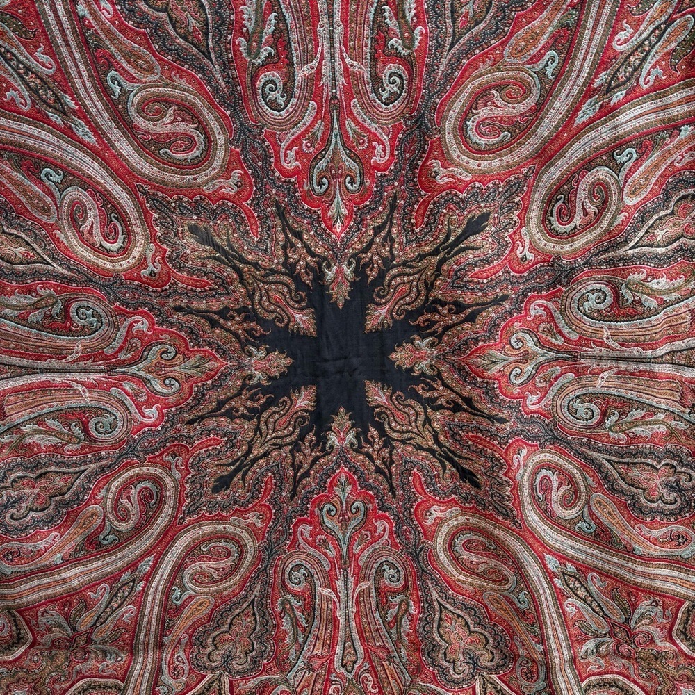 Stunning Antique Kashmir Paisley Woven Wool Shawl. Large size 70"x 74” rare find - Picture 2 of 12